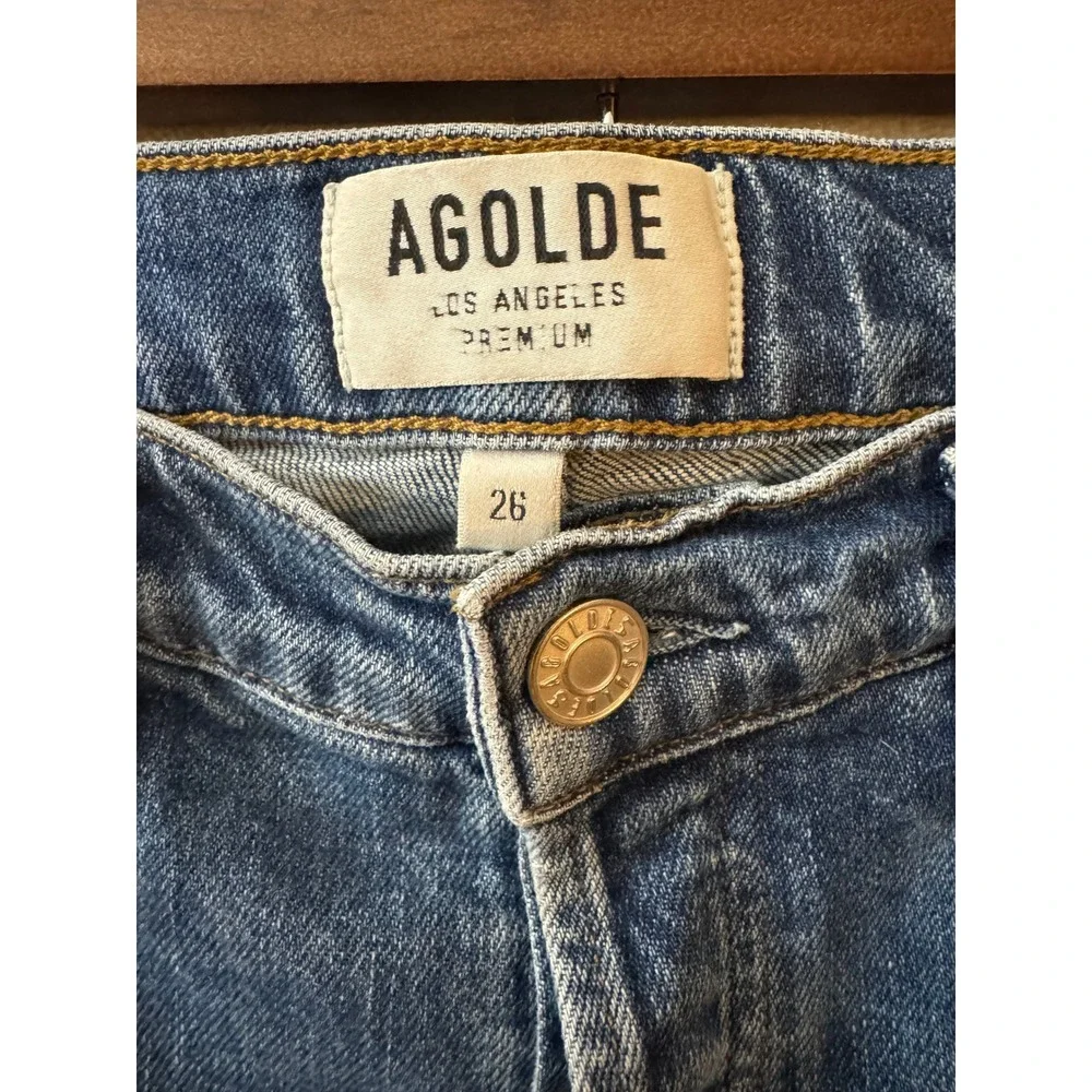 AGOLDE Womens Nico Jeans 26 High Rise Slim Straight Denim Button Fly Medium Wash